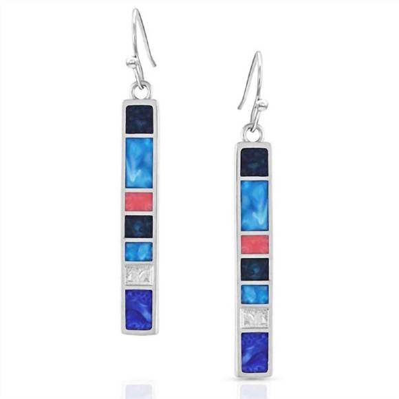 NEW MONTANA SILVERSMITHS women's wrangler legends bar earrings in denim silver - Picture 1 of 1